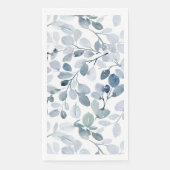 Dusty Blue Christmas Waterverf Leaf Design Servet (Voorkant)
