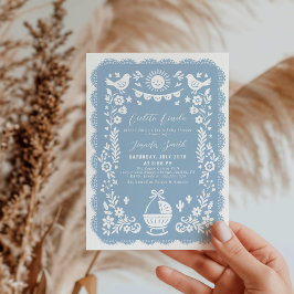 Dusty Blue Cielito Lindo Baby shower Invitation Kaart