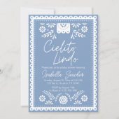 Dusty Blue Cielito lindo baby shower uitnodiging (Voorkant)