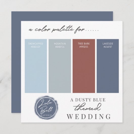 Dusty Blue Cinnamon & Navy Color Palette Kaart (Voorkant / Achterkant)