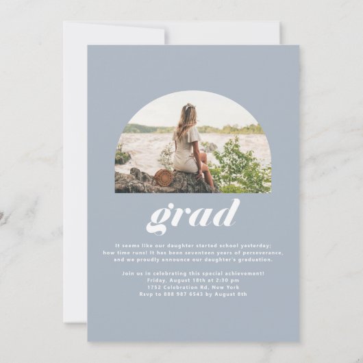 Dusty Blue Class of 2025 Arch Photo Afstuderen Kaart (Achterkant)