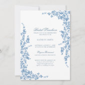 Dusty Blue Classic  Bloemenbruids Luncheon Kaart (Voorkant)