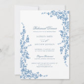 Dusty Blue Classic  Bloemenrepetitie Diner Kaart (Voorkant)