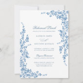 Dusty Blue Classic Bloemenrepetitielunch Kaart (Voorkant)