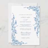 Dusty Blue Classic  Bloementuin Bruiloft Kaart (Voorkant)