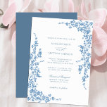 Dusty Blue Classic  Bloementuin Bruiloft Kaart<br><div class="desc">Dusty Blue Classic Bloementuin bruiloft uitnodiging Kaart. Vier uw speciale dag met deze elegante en mooie bruiloft uitnodigingskaart om uw speciale gelegenheid te verfraaien. Alle teksten zijn vooraf voor u geregeld om gemakkelijk en snel te personaliseren met uw eigen gegevens. Als u verdere aanpassing of overeenkomende punten nodig hebt, te...</div>