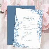 Dusty Blue Classic  Bloementuin Bruiloft RSVP Kaartje