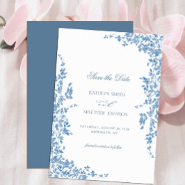 Dusty Blue Classic  Bloementuin Bruiloft Save The Date