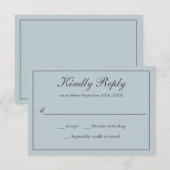 Dusty Blue Classic Eenvoudige Elegante Huwelijk RS RSVP Kaartje (Voorkant / Achterkant)