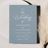 Dusty Blue Classic Elegant Minimalist Wedding Kaart