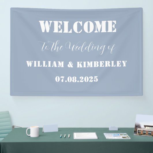 Dusty Blue Classic Elegant Simple Modern Wedding Spandoek (Beurs)