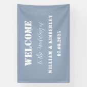 Dusty Blue Classic Elegant Simple Modern Wedding Spandoek (Verticaal)