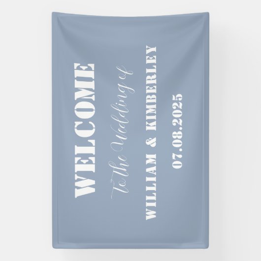 Dusty Blue Classic Elegant Simple Modern Wedding Spandoek (Verticaal)