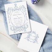 Dusty Blue Classic Floral Frame Wedding            Kaart