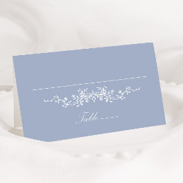 Dusty Blue Classic Floral Wedding Place Card Kaart