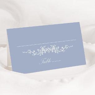 Dusty Blue Classic Floral Wedding Place Card Kaart