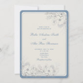 Dusty Blue Classic Fotobruiloft Kaart (Voorkant)