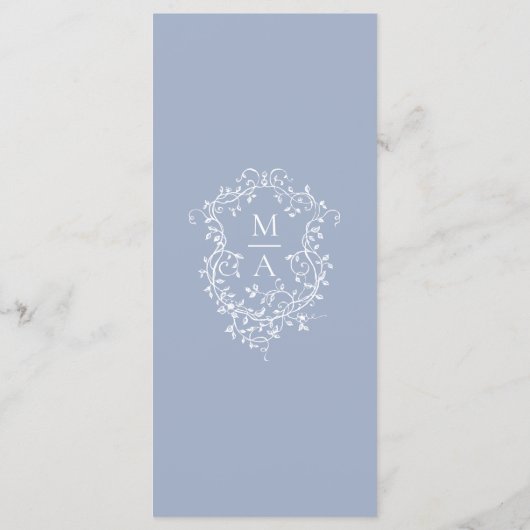 Dusty Blue Classic Franse Bloemenrand Menu (Achterkant)