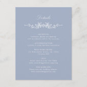 Dusty Blue Classic French Floral Wedding Details Informatiekaartje (Voorkant)