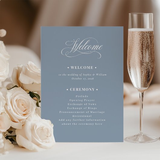 Dusty Blue | Classic Luxe Wedding Welcome Programmakaart