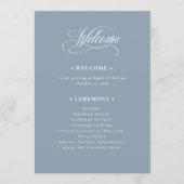 Dusty Blue | Classic Luxe Wedding Welcome Programmakaart (Voorkant)