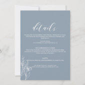 Dusty Blue Classic Minimal Modern Wedding Details Kaart (Voorkant)