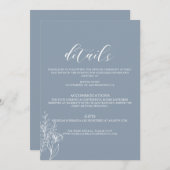 Dusty Blue Classic Minimal Modern Wedding Details Kaart (Voorkant / Achterkant)