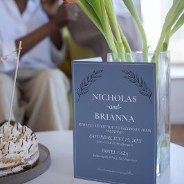 Dusty Blue Classic minimalist Modern Boho Wedding Kaart