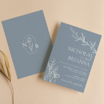 Dusty Blue Classic minimalist Modern Boho Wedding Kaart<br><div class="desc">Dusty Blue Classic Minimalist Modern Boho Wedding Invitation. Monogram achteraan. Controleer het collectie op meer overeenkomende objecten. (monogramvector ontworpen door pikisuperstar)</div>