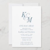 Dusty Blue Classic Monogram op een dag afstand Kaart (Voorkant)