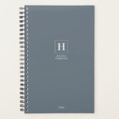 Dusty Blue Classic Monogram Persoonlijk Wekelijks Planner (Voorkant)