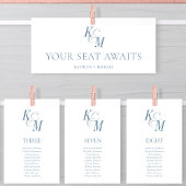 Dusty Blue Classic Monogram Zitkaart Kaart