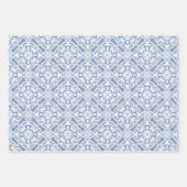 Dusty Blue Classic  naadloos Damask-patroon Inpakpapier Vel (Voorkant 2)