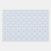 Dusty Blue Classic naadloos Damask-patroon Inpakpapier Vel (Voorkant)