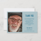 Dusty Blue Classic Personalized Photo Funeral Bedankkaart (Voorkant)