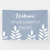 Dusty Blue Classic Rustic Simple Modern Wedding Spandoek (Horizontaal)
