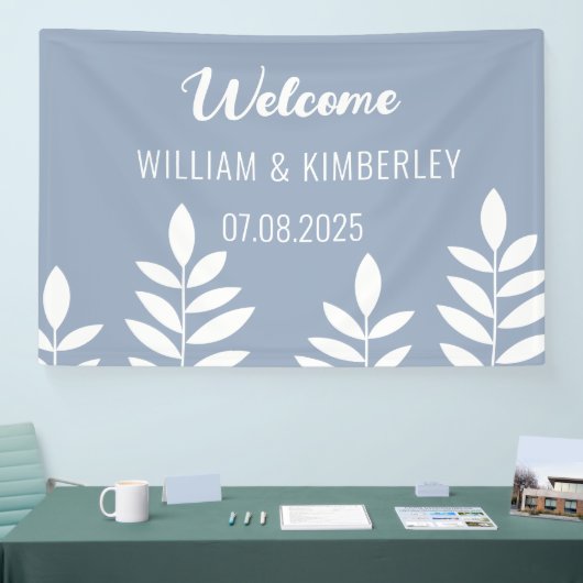 Dusty Blue Classic Rustic Simple Modern Wedding Spandoek (Beurs)