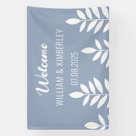 Dusty Blue Classic Rustic Simple Modern Wedding Spandoek (Verticaal)