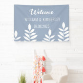 Dusty Blue Classic Rustic Simple Modern Wedding Spandoek (Insitu)