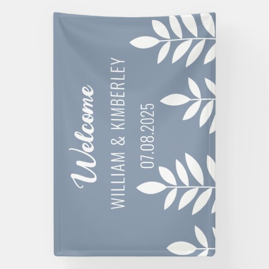 Dusty Blue Classic Simple Modern Wedding Spandoek (Verticaal)
