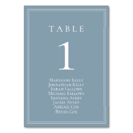 Dusty Blue Classic Table Number met stoelkaart Kaart
