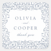 Dusty Blue   Classic Wedding Favoriet Vierkante Sticker (Voorkant)