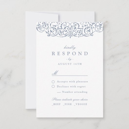 Dusty Blue   Classic Wedding RSVP Kaartje (Voorkant)