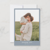 Dusty Blue Classy Eenvoudig 2 foto bruiloft Bedankkaart (Voorkant)