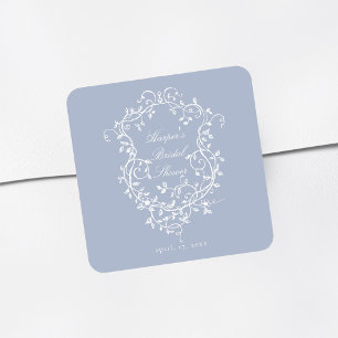 Dusty Blue Classy Frans Victoriaans Vrijgezellenfe Vierkante Sticker
