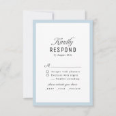 Dusty Blue Classy Script Elegant QR code Wedding RSVP Kaartje (Voorkant)