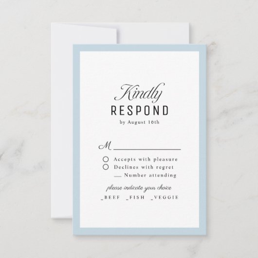 Dusty Blue Classy Script Elegant QR code Wedding RSVP Kaartje (Voorkant)