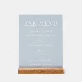 Dusty Blue Clear Acrylic Bar Menu Sign Acryl Bord (Voorkant)