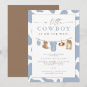 Dusty Blue Clothesline Little Cowboy Baby Shower Kaart (Voorkant / Achterkant)