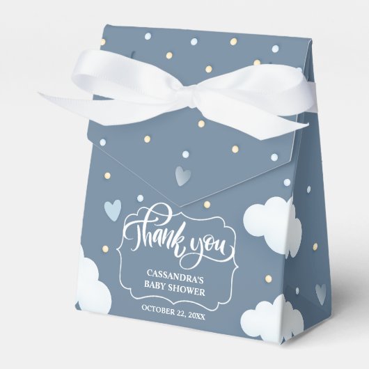 Dusty Blue Cloud Thema Baby shower Favor Box Bedankdoosjes (Voorkant Zijde)